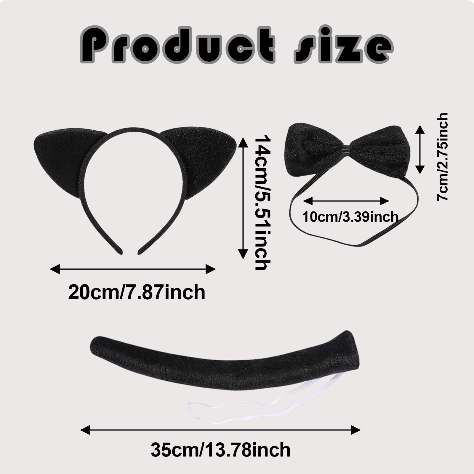 UILYNIU 6 Pcs Cat Costume, Cat Ears Headband, Animal Fancy Dress, Animal Costume, Unisex Party Costume Accessories - Image 2