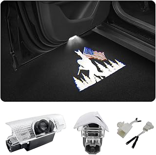 2 PCS LED Car Door Logo Lights Compatible for 4Runner Tundra Sequoia Venza Land Cruiser Courtesy Projector Laser Welcome Light Puddle Lamp Car Accessories (USA Flag)