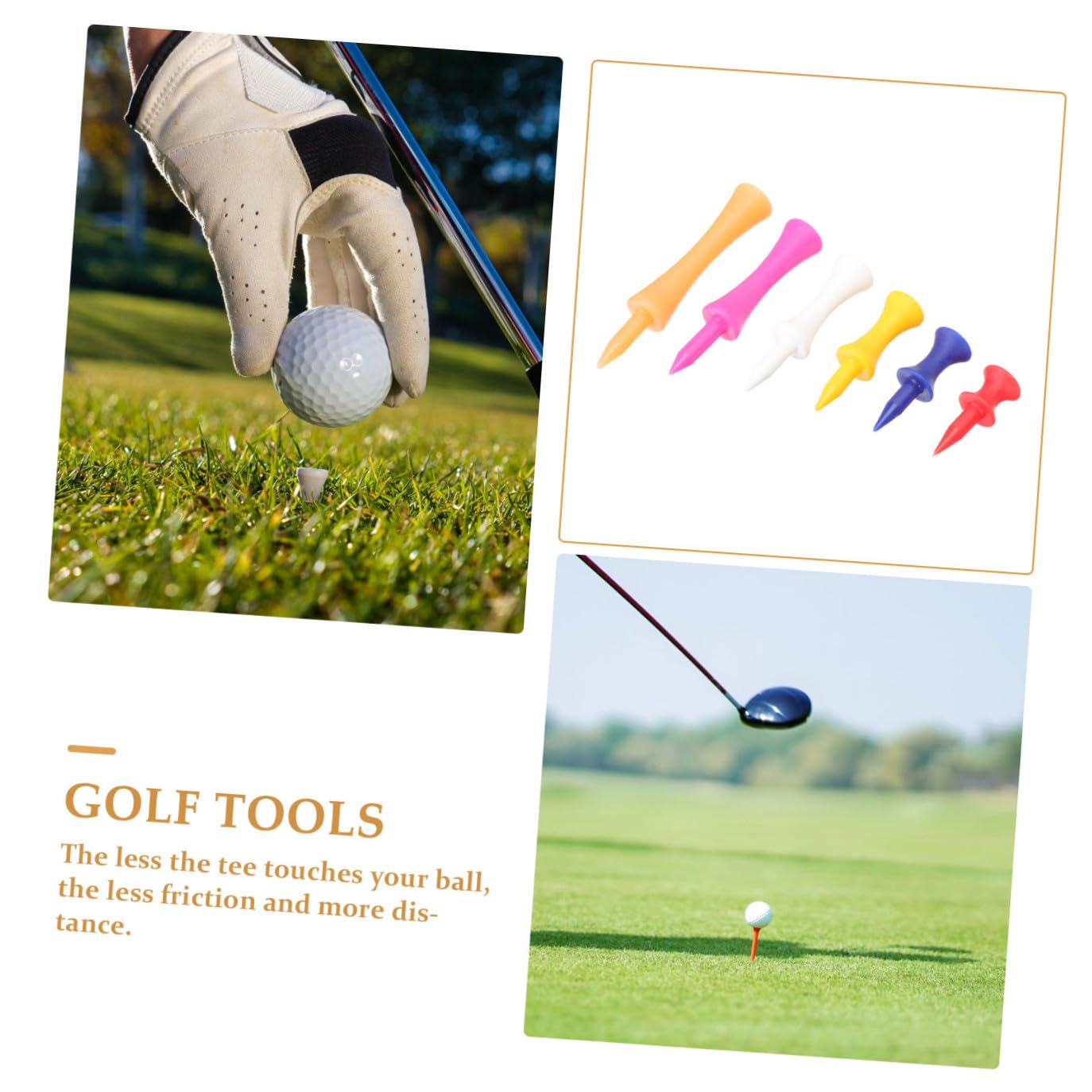 Tees de Golf de Plástico 180 Piezas, 70 57 51 45 38 32mm