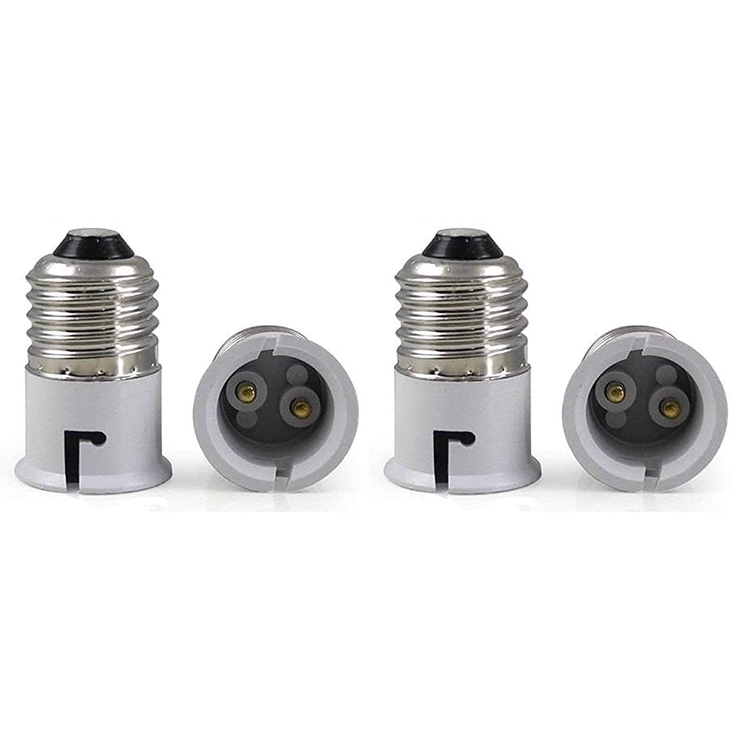pmw b22 to e27 bulb convertor holder | lamp base socket | screw to light bulb adapter converter for metal ed halogen cfl led halogen | cfl light bulb | lamp base adapter (copper, white, pack of 4)