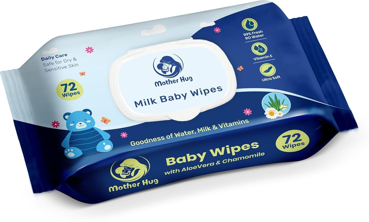 MOTHER HUG MILK BABY WIPES Ultra Soft | Pack of 2 | 144 Baby Wet Wipes |Cleansing Wipes for Baby Skin Care-image-24