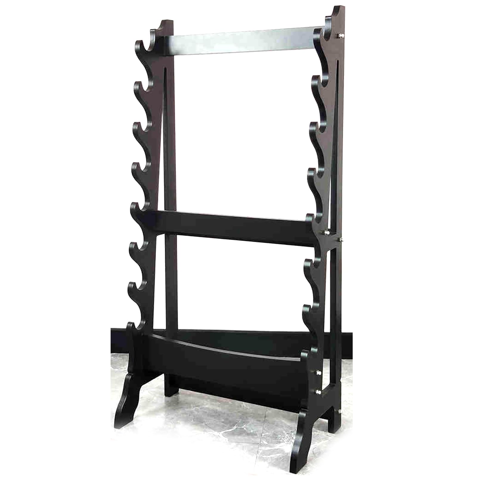 LYVQZPWLR Sword Katana Holder Stand， Wooden Multi-Tier Floor-Standing Sword Rack Black 80-120cm for Katana Bokken Tai Chi(100cm)