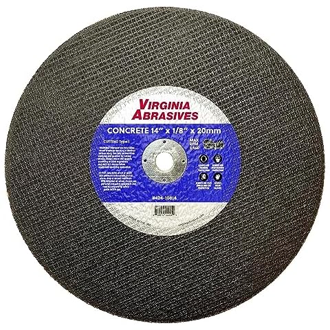 Virginia Abrasives 424-10814 - 10 Pack - 14" x 1/8" x 20mm Reinforced Cut Off Wheel - Premium Concrete Cutting Blade - Gas, Electric Chop Saws - Microfracture Technology - Home Improvement Projects Cover