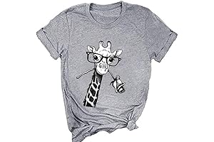 Womens Cute Animal Print Giraffe Bite T-shirt