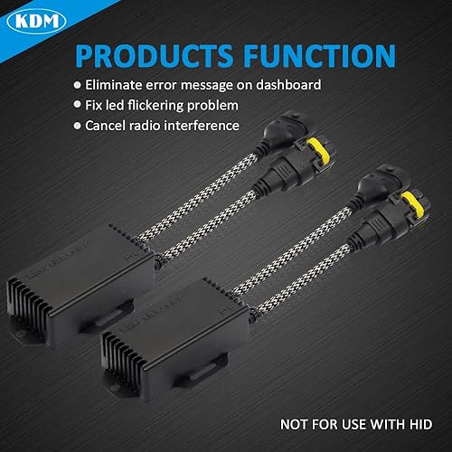 Miniatura 3 de KDM H8 H9 H11 Decodificador de luz LED Canbus, arnés de resistencia de carga sin errores antiparpadeo, adaptador de resistencia cancelador de
