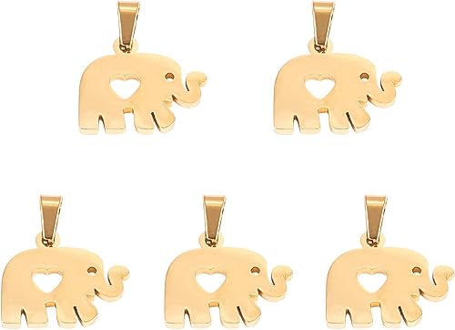 Miniatura 7 de DanLingJewelry - 10 colgantes de acero inoxidable 304 con forma de elefante con corazón para hacer joyas, accesorio de manualidades, 0.512 x 0.630in