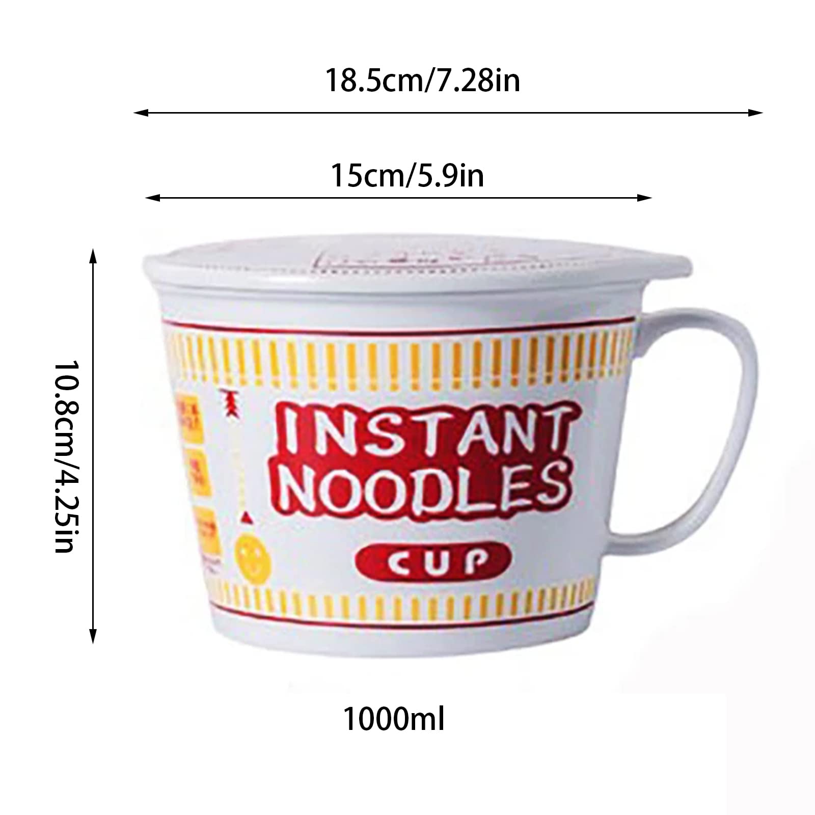 1000ml japanische Instant-Nudelschüssel, Tasse und Schüssel Instant-Nudeln, Mikrowellen-Keramik-Nudeln, Instant-Nudelschüssel mit großem Fassungsvermögen mit Deckel, Geschirr mit Griff