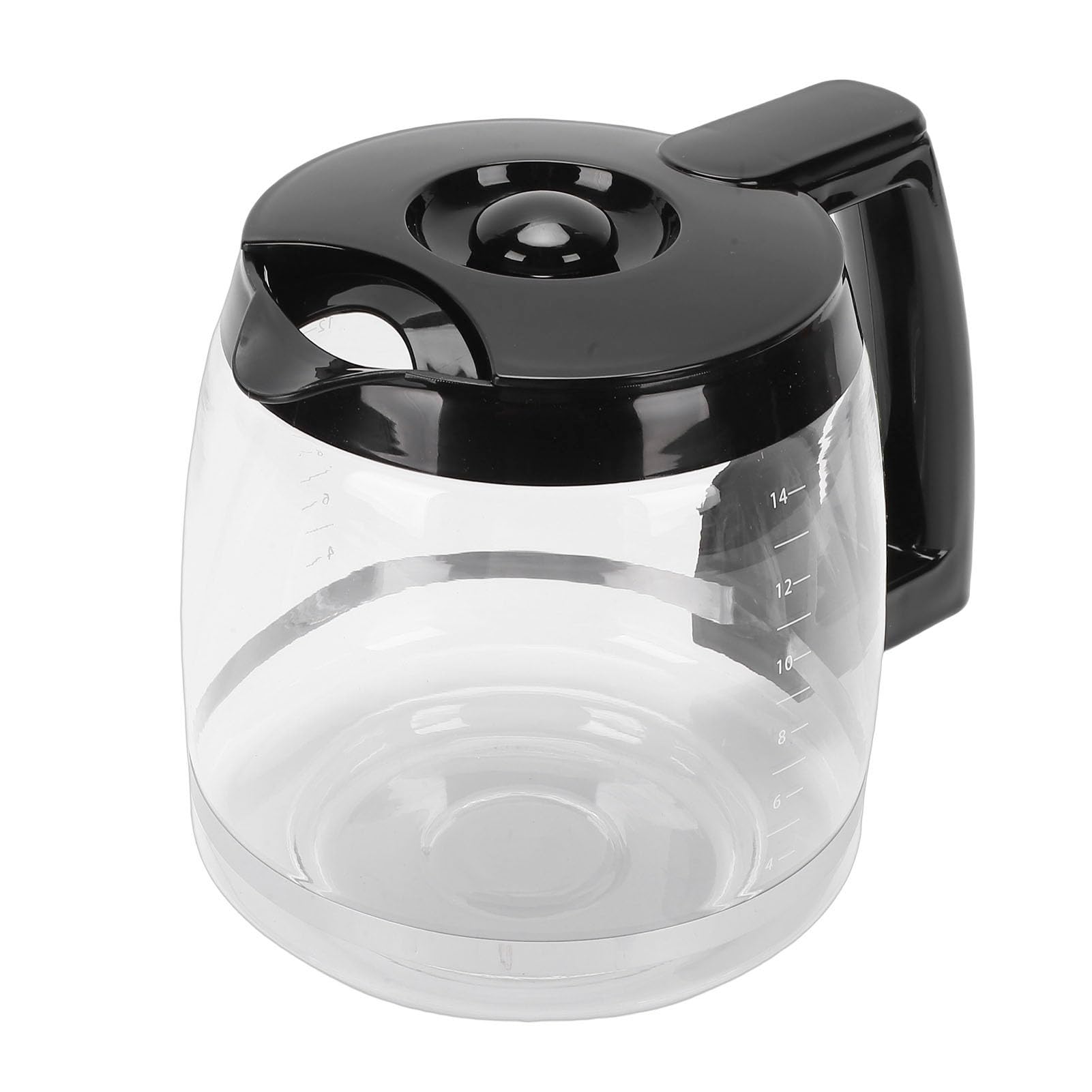 Ersatz für Kaffeekanne, Ersatzkaraffe für Kaffeemaschine aus Glas mit Griff, und Kältebeständige Kaffeekanne für Espressomaschinen, Leicht zu Reinigen (Ersatz für 14 Tassen 2,1 l)