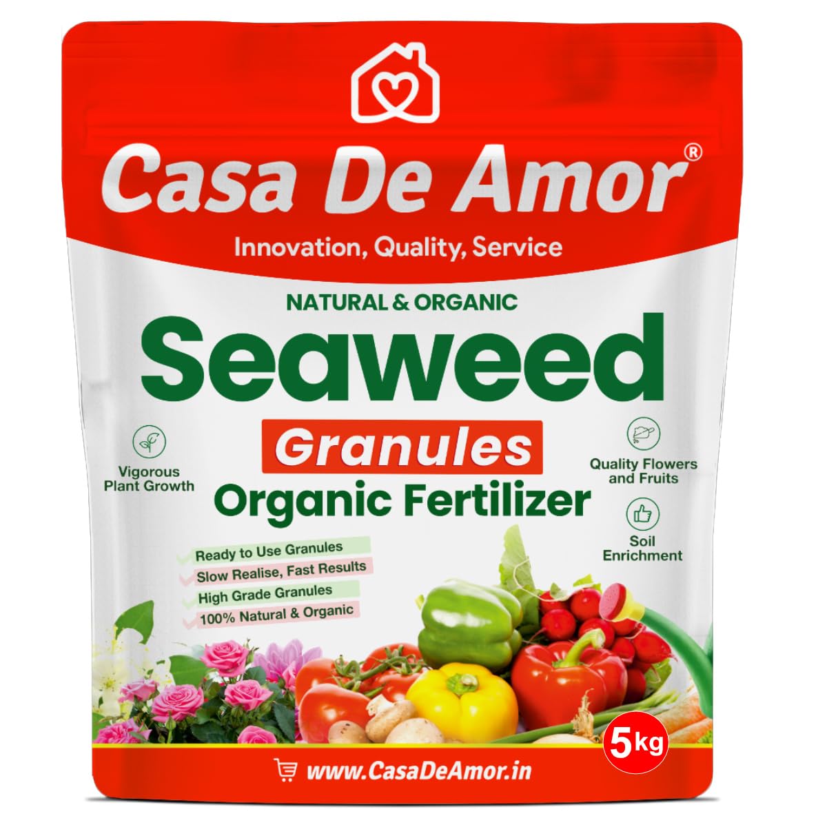 Casa De Amor Seaweed Granules Organic Plant Food, Plant Growth Promoter, Suitable For All Types of Plants (5 Kg)