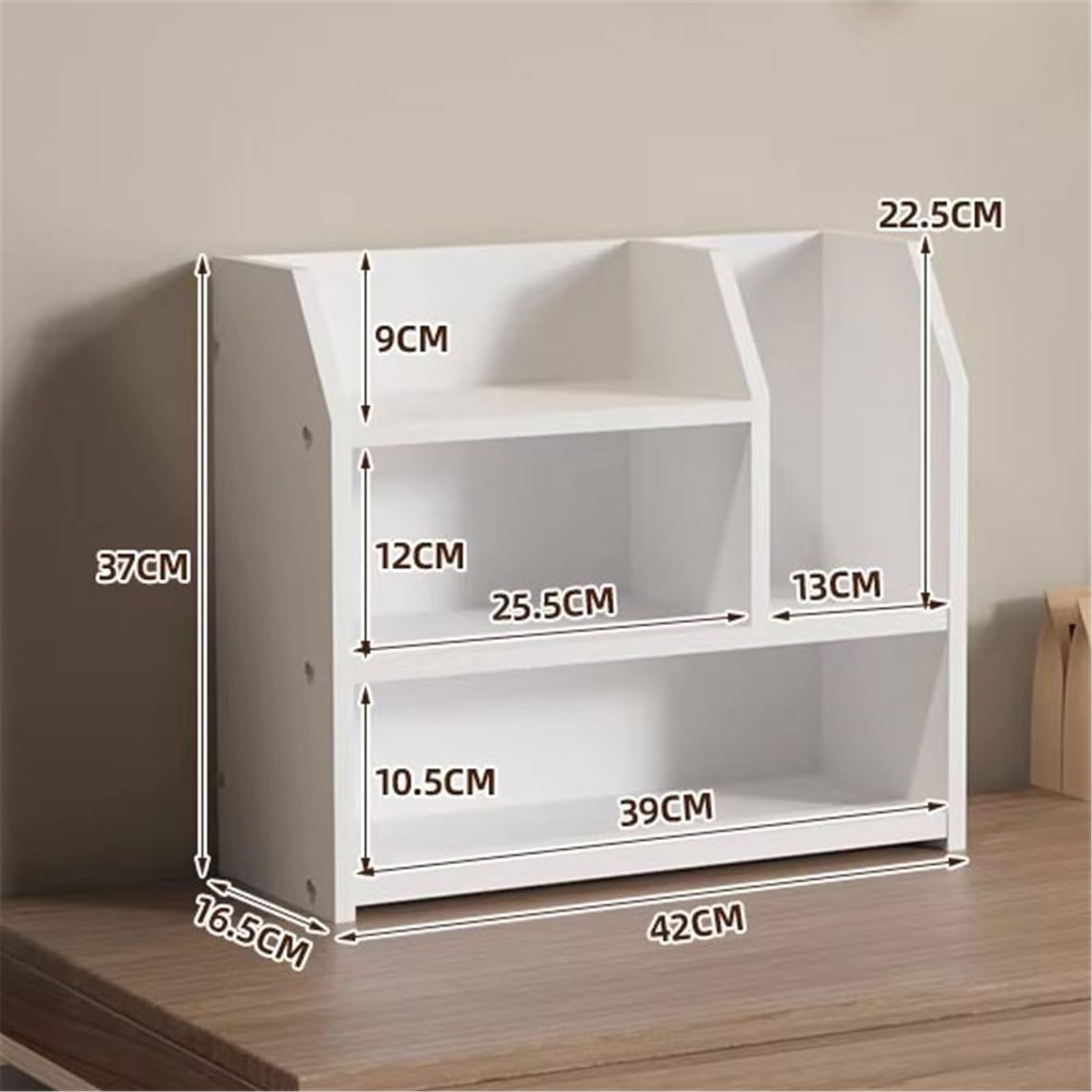 Lagerregale Desktop 3-Tier Density Board Bücherregal Home Minimalismus Multifunktionales Arbeitsplatten-Aufbewahrungsregal Bücherregal