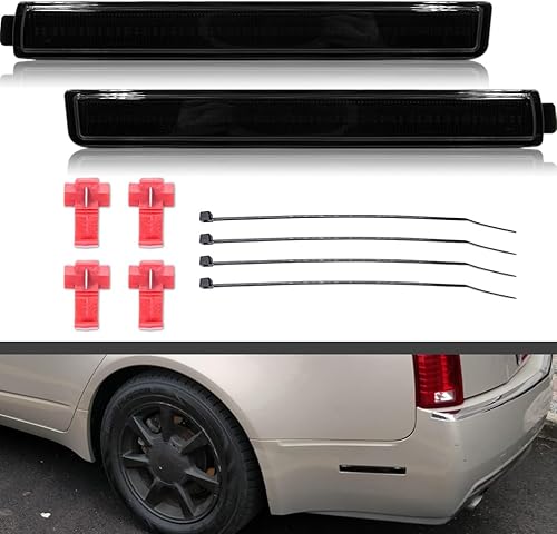 Miniatura 3 de NJSBYL Lente ahumada Cubierta de señal de giro Luz reflector para Cadillac CTS 2008-2013 4 puertas Sedan Full LED Parachoques trasero Fasica