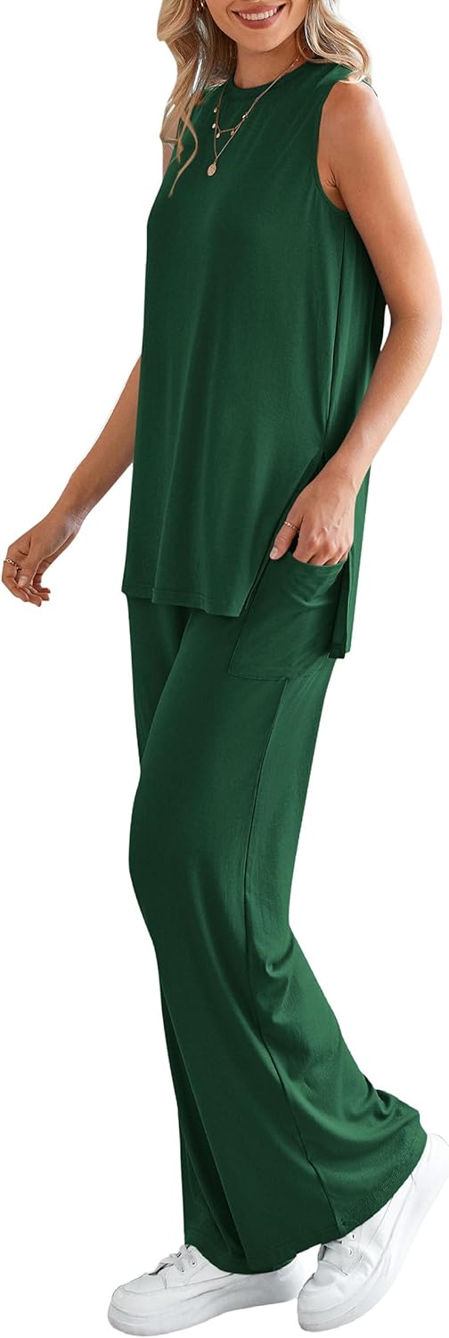 PRETTYGARDEN Women's 2 Piece Lounge Set 2026 Summer Casual Tank Top Wide Leg Pants Matching Travel Outfits Clothes Tracksuit - Image 8