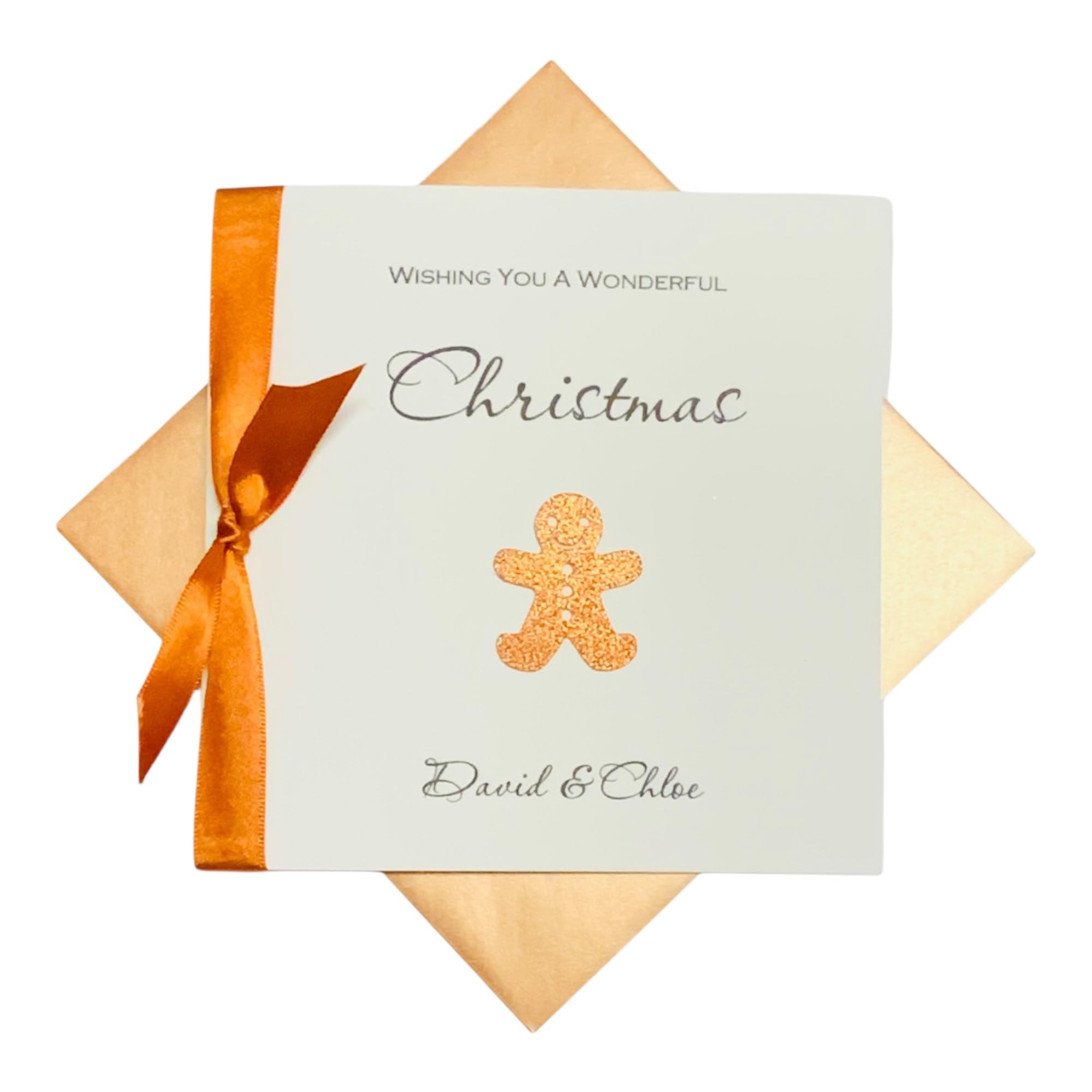 Personalised Christmas Card - Xmas Luxury Greeting Card Wife Husband Mum Dad Girlfriend Boyfriend Friends Son Daughter Couple Family - Various Designs (Gingerbread Man)