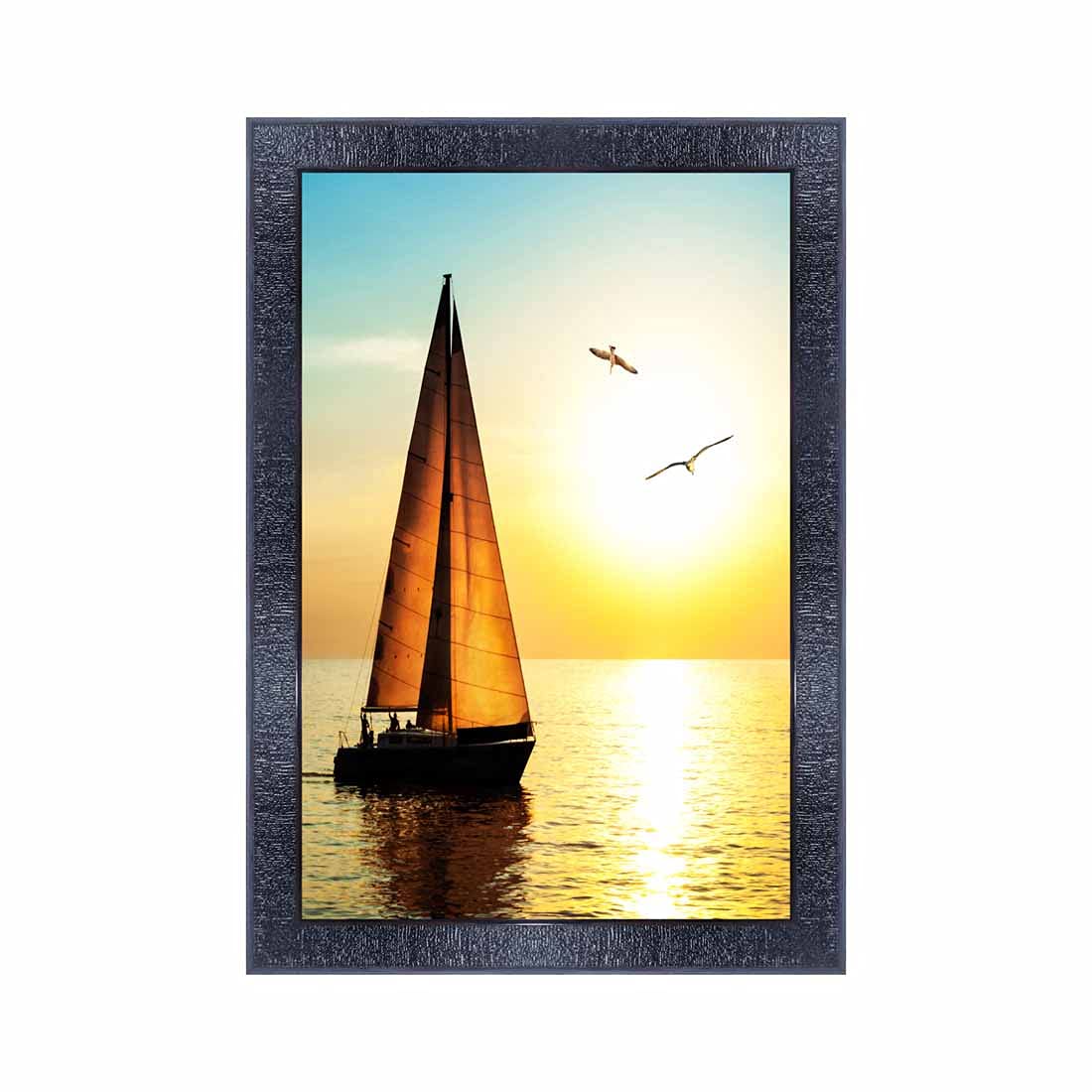 pnf Poster And Frames Vastu Sunrise Landscape Scenery Wooden Photo Frame With Acrylic Sheet | Living Room, Bedroom | Home Decoration | Best Gifting Option (10x14inch Multicolour,Synthetic) 11765