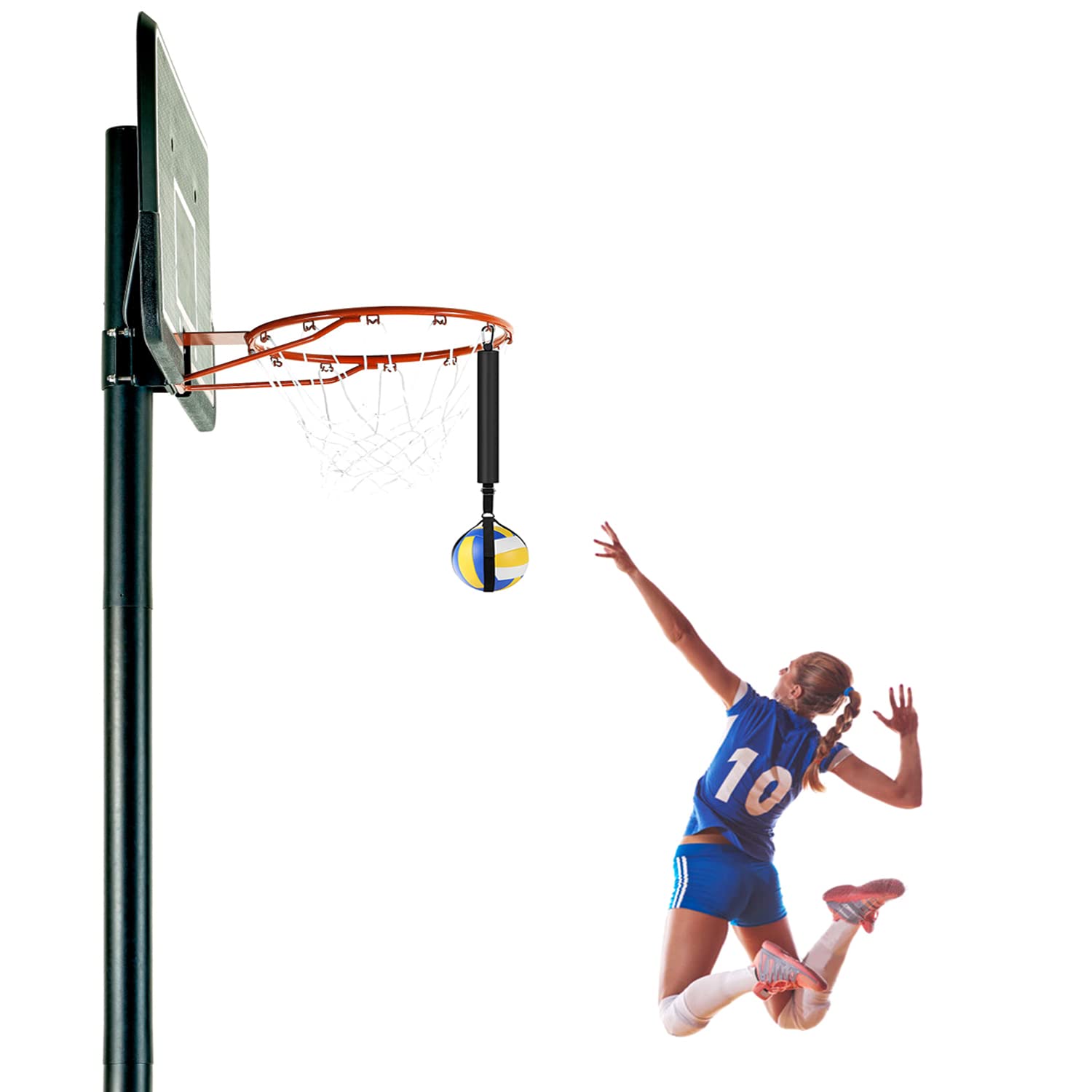 TOBWOLF Volleyball Spike Training System for Basketball Hoop, Volleyball Spike Trainer