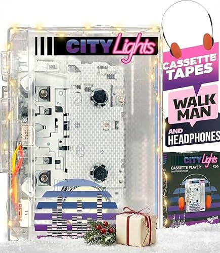 Reproductor de cassette Bluetooth con radio FM, diseño portátil transparente, regalo de audio retro, compatible con alimentación USB o pilas AA,