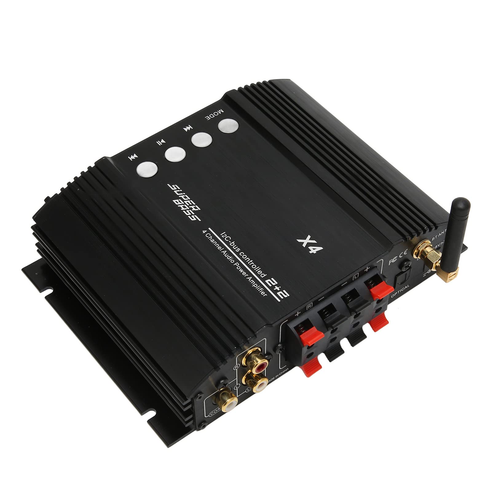 Wzmacniacz Bluetooth, 4-kanałowy Mini Wzmacniacz Stereo Hi-Fi LEPY X4, Bluetooth 5.0/wejście Koncentryczne/wejście Optyczne/regulacja Wysokiego Basu/odtwarzanie Kart USB/TF Itp. 100-240V(EU)