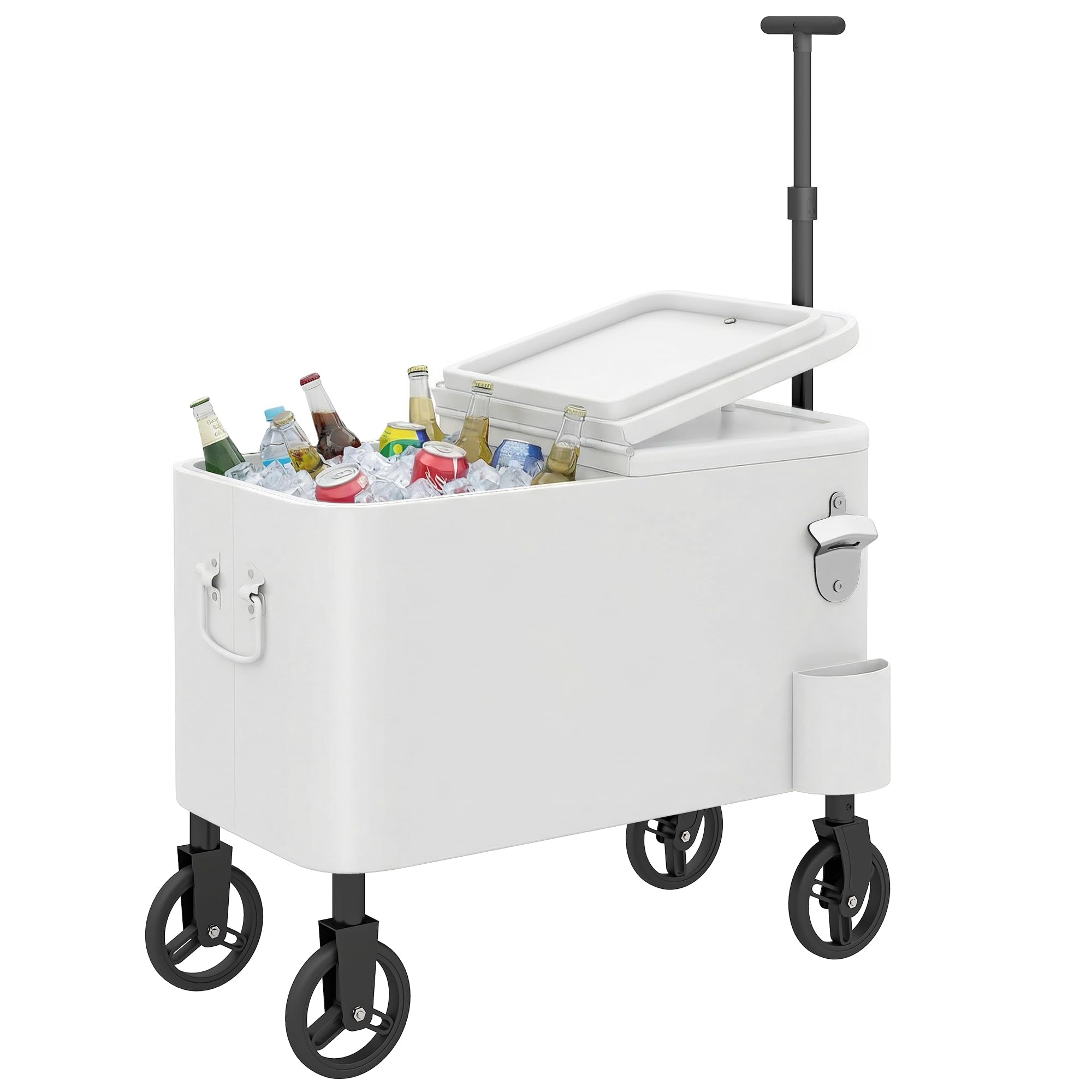 Outsunny Chariot réfrigérant 56L décapsuleur 75x35x120 cm Blanc