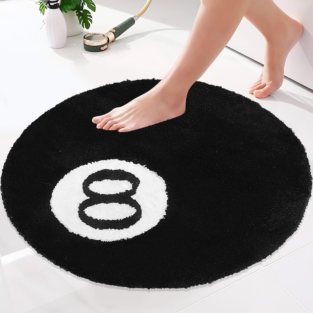 Buy Lotvic 8 Ball Rug, 80cm Circle Rug, Black Round Tufting Soft