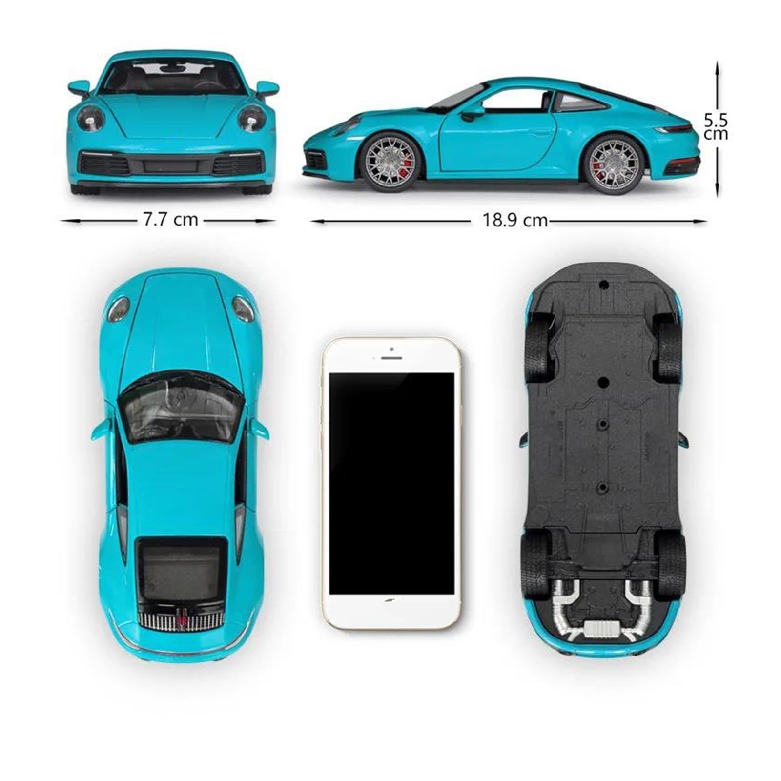 Modellino Diecast Modellismo da Collezione Auto 1:24 Per Porsche 911 Per Carrera 4S Modellini Di Auto In Metallo Pressofuso Collezione Di Veicoli(Nero)