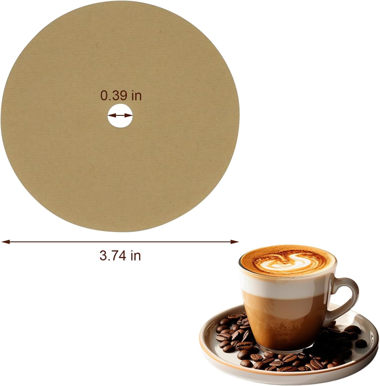 50 Pcs Disposable Percolator Coffee Filters, 3.75 Inch Natural Unbleached Disc Coffee Filters for Percolators, Coffee Pot & Home Office Use (Natural)