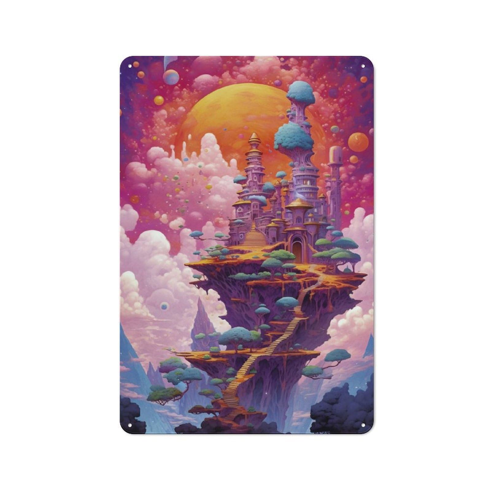 Junmoney Spaceship Colorful Industrial-Style Metal Plaque 30X20cm For Workshop Wall, For Vintage Wall Decor Fans, For Themed Room Decoration