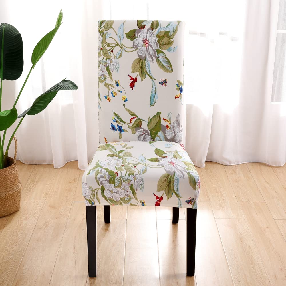 Housse De Chaise Extensible Lot De 6 - Tissu Polyester Doux, Impression 3D, Lavable - Pour Salle à Manger, Mariage, Banquet - Fleur Rouge