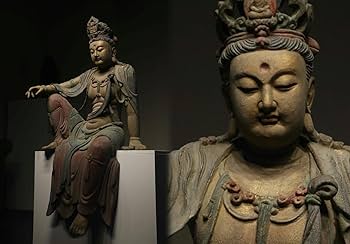 Amazon.co.jp: 羽彰古美術A5464明時代 楠木彫自在菩薩 楠木細密彫超絶