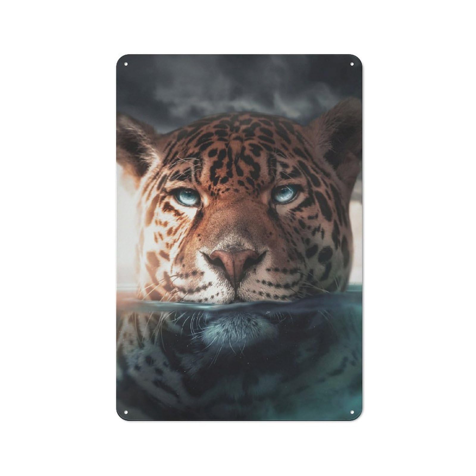 Underwater Jaguar Urban Metal Wall Decor 30x20cm, Metal Wall Art Sign for Loft, Studio, Office Or Creative Room