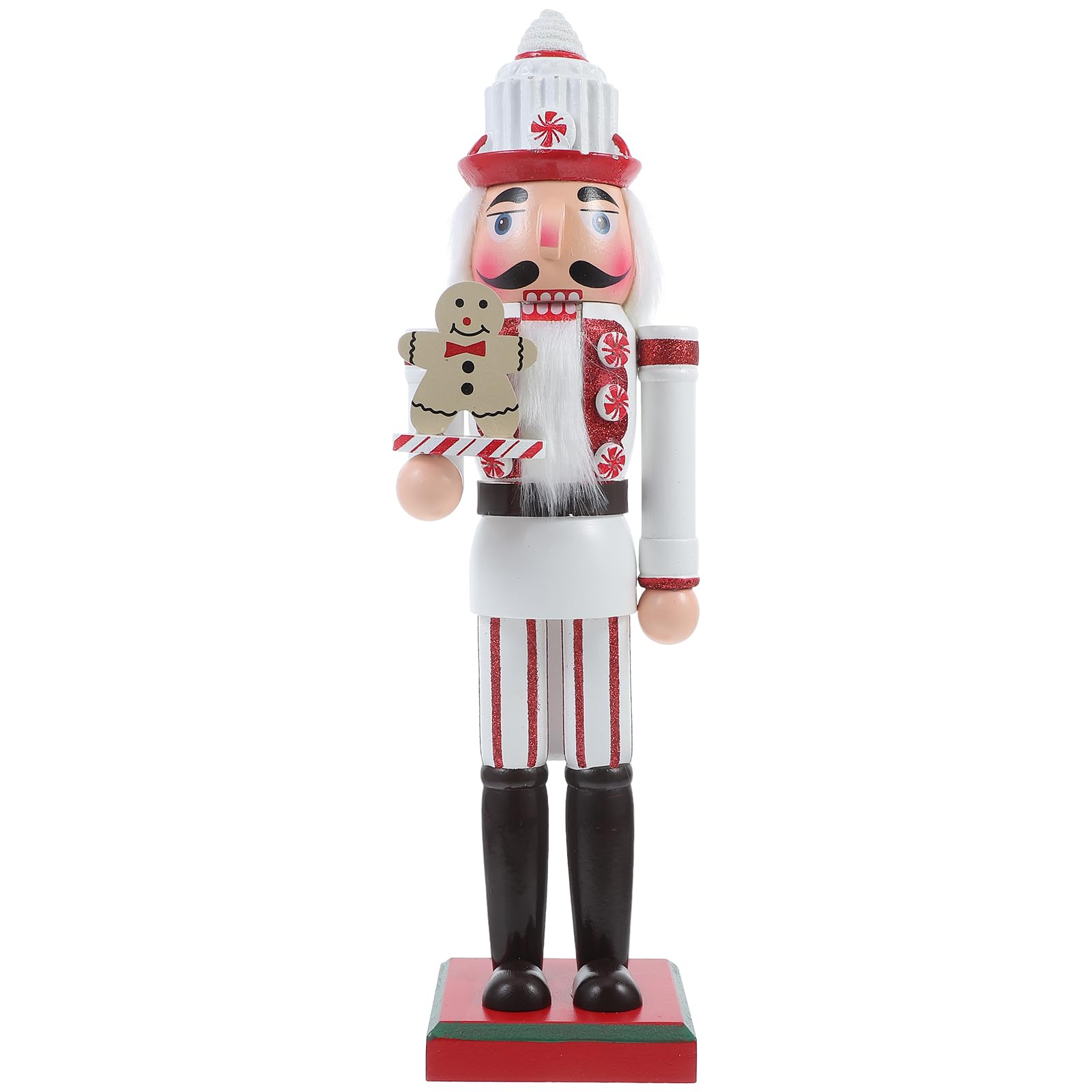 Ciieeo Holz Nussknacker Desktop Dekoration Kreativer Handbemalter Traditioneller Weihnachtsnussknacker 14 Zoll Festliche Ferienschmuck Figur