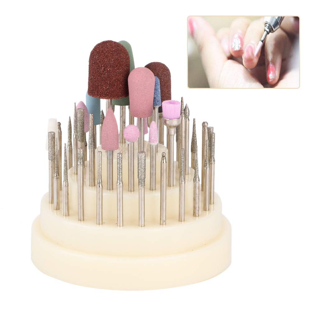Juego de 45 brocas para uñas, brocas eléctricas para manicura y pedicura, cabezales de pulido rotatorios profesionales con vástago de 2,35 mm, para uso doméstico y en salones,