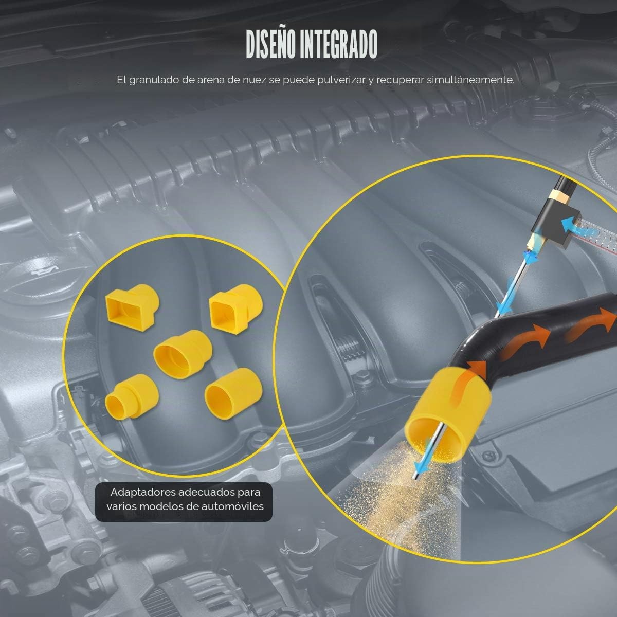 AUTOOL Máquina de Chorro de Arena, Máquina de limpieza de la válvula de auto de carbono sistema de limpieza de arena de nogal