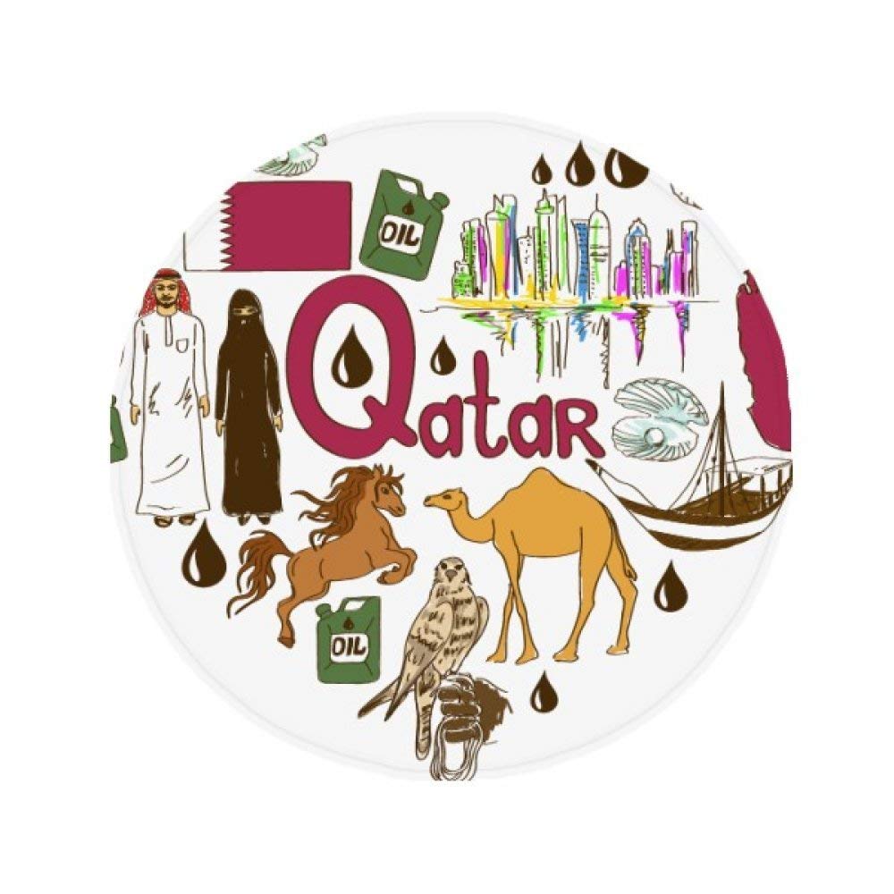 Tapis de sol rond multicolore drapeau national Qatar antidérapant