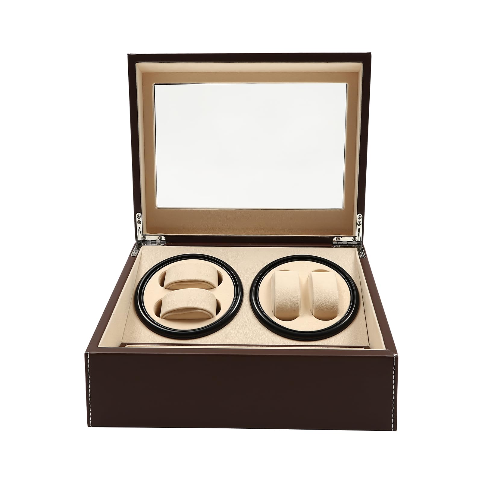 LSYSGSB Watch Winder for Automatic Watches, 4 Automatic Watches with 6 Watches Storages, PU Leather Styling Automatic Watch Winder