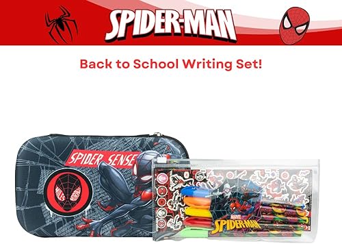 Miniatura 8 de Innovative Designs Marvel Avengers Spiderman - Juego de estuches con calcomanías y bolígrafos de gel para niños, moldeado con cierre de cremallera,