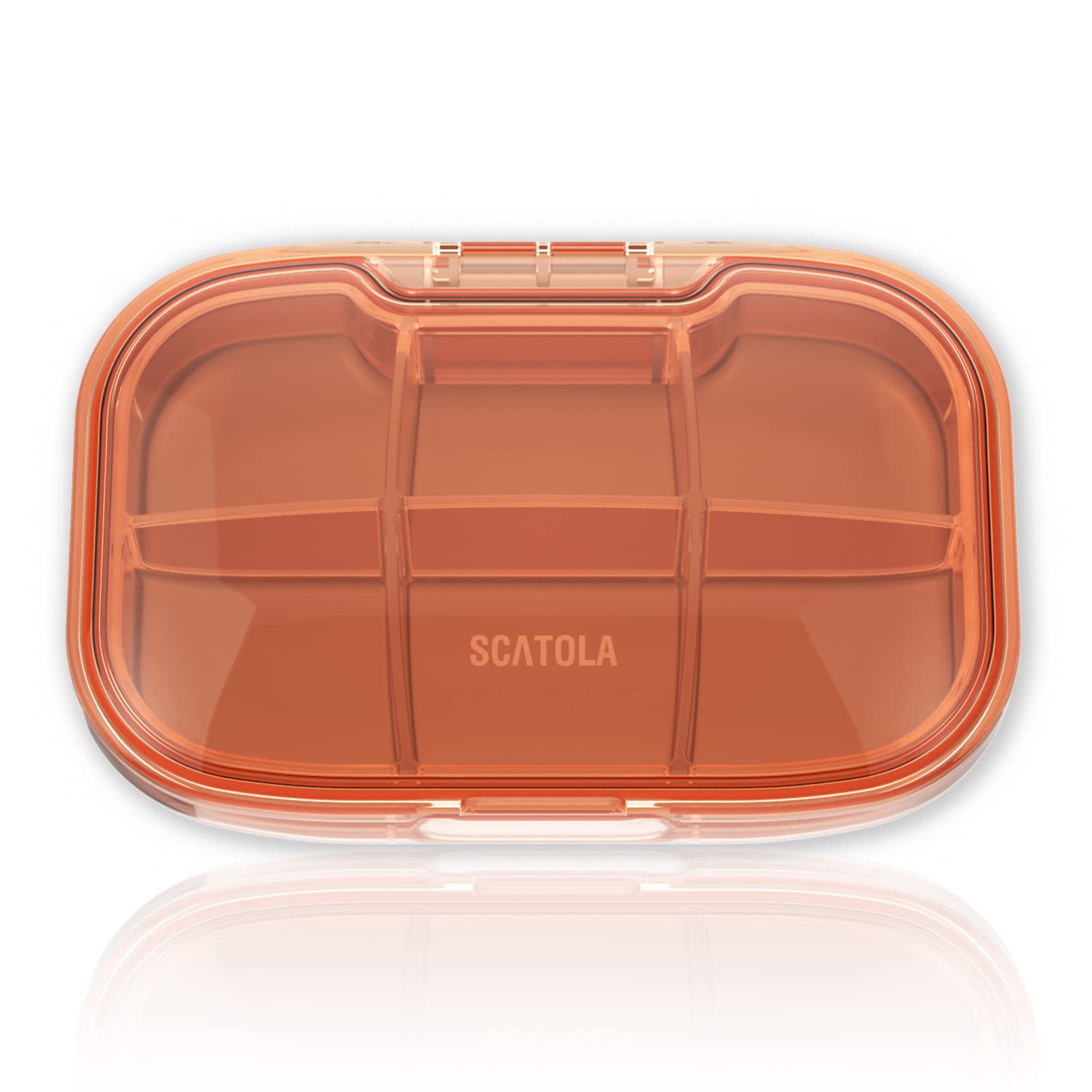 Fannas Portable Travel Pill Box, Am Pm Removable Pill Organizer, 6 Compartments Pill Holder, Medicine Organizer for Vitamins, Daily Pill Case(Orange)