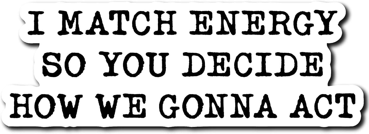 Yoonek Graphics I Match Energy SO You Decide How WE Gonna ACT Peel and Stick Vinyl Decal Sticker for car Window, Laptop, and More. SKU #F0140-1.5" x 4.3"