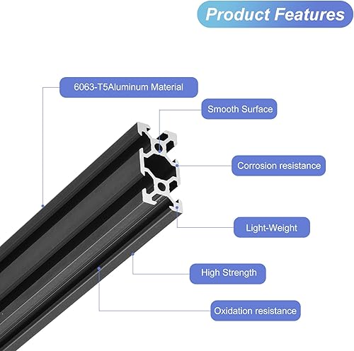 Miniatura 3 de MECCANIXITY 5 unids V ranura 2040 extrusión de aluminio estándar europeo 59.055 in 59 pulgadas longitud riel anodizado negro para CNC DIY 3D