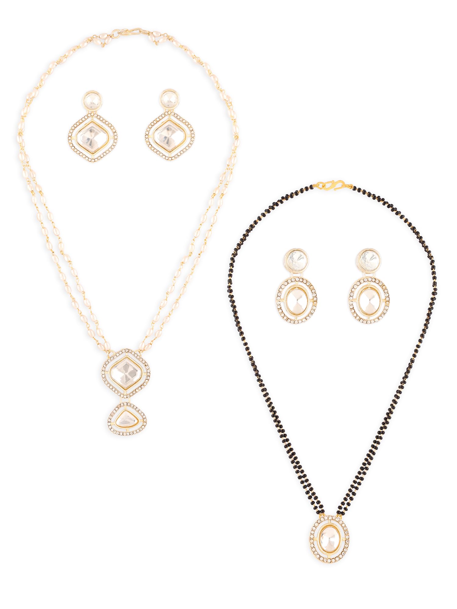 See full amazon price history chart for ZAVERI PEARLS Set of 2 Gold Tone Dazzling Austrian Diamonds Necklace Mangalsutra & Earrings Set For Women-ZPFK17942 ZAVERI PEARLS Set of 2 Gold Tone Dazzling Austrian Diamonds Necklace Mangalsutra & Earrings Set For Women-ZPFK17942 (B0CZXZ67CD) Amazon Price History, Amazon Price Tracker