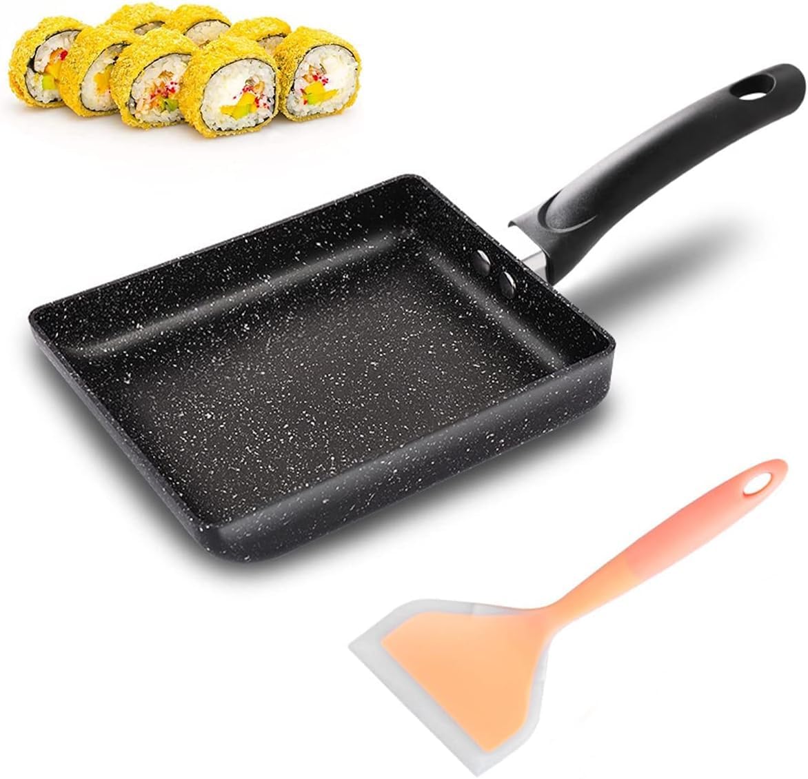 Ghopy NonStick Tamagoyaki Pan, Japanese Omelette Pan Set with Silicone