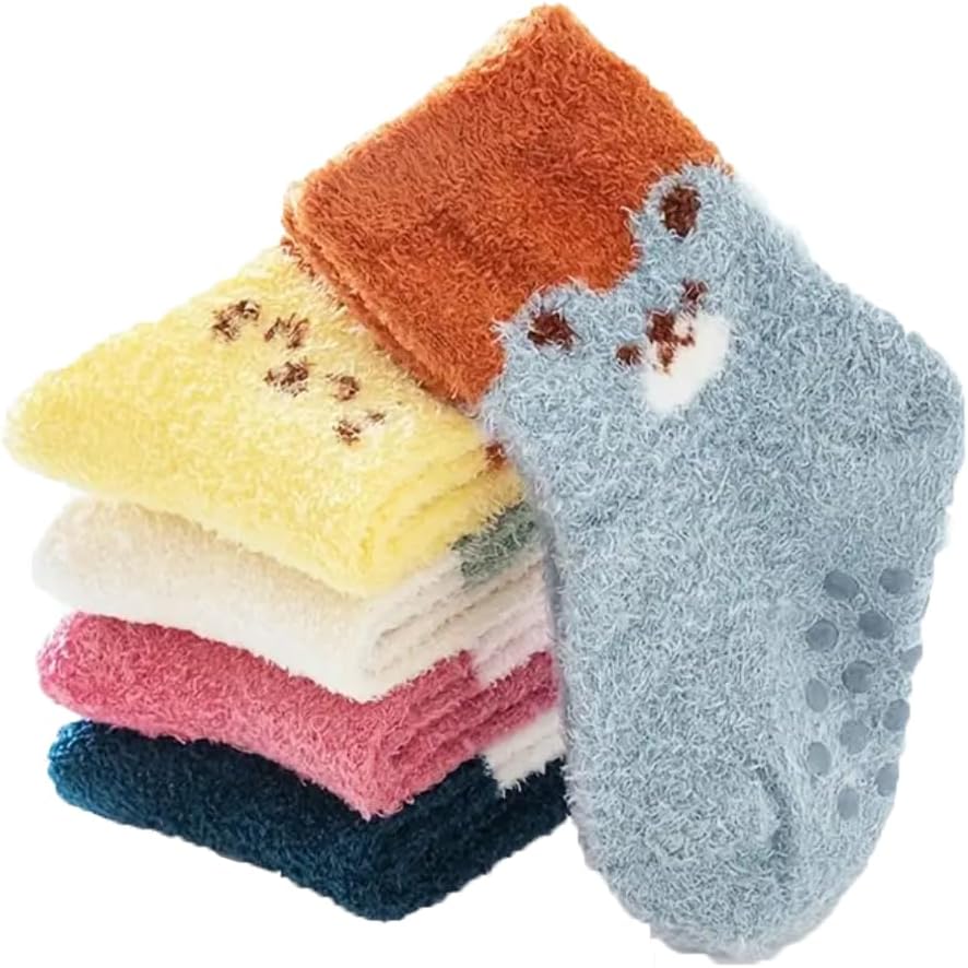 Khillayox Anti-Slip Fuzzy Woolen Socks for Kids Cozy Winter Warm Socks for Boys and Girls– Soft, Slip-Resistant
