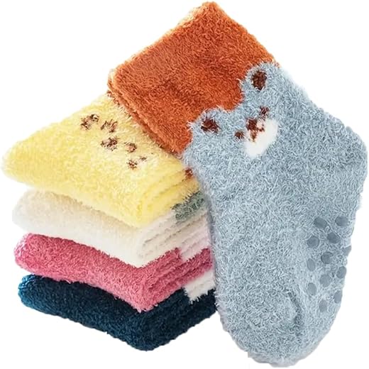 Khillayox Anti-Slip Fuzzy Woolen Socks for Kids Cozy Winter Warm Socks for Boys and Girls– Soft, Slip-Resistant