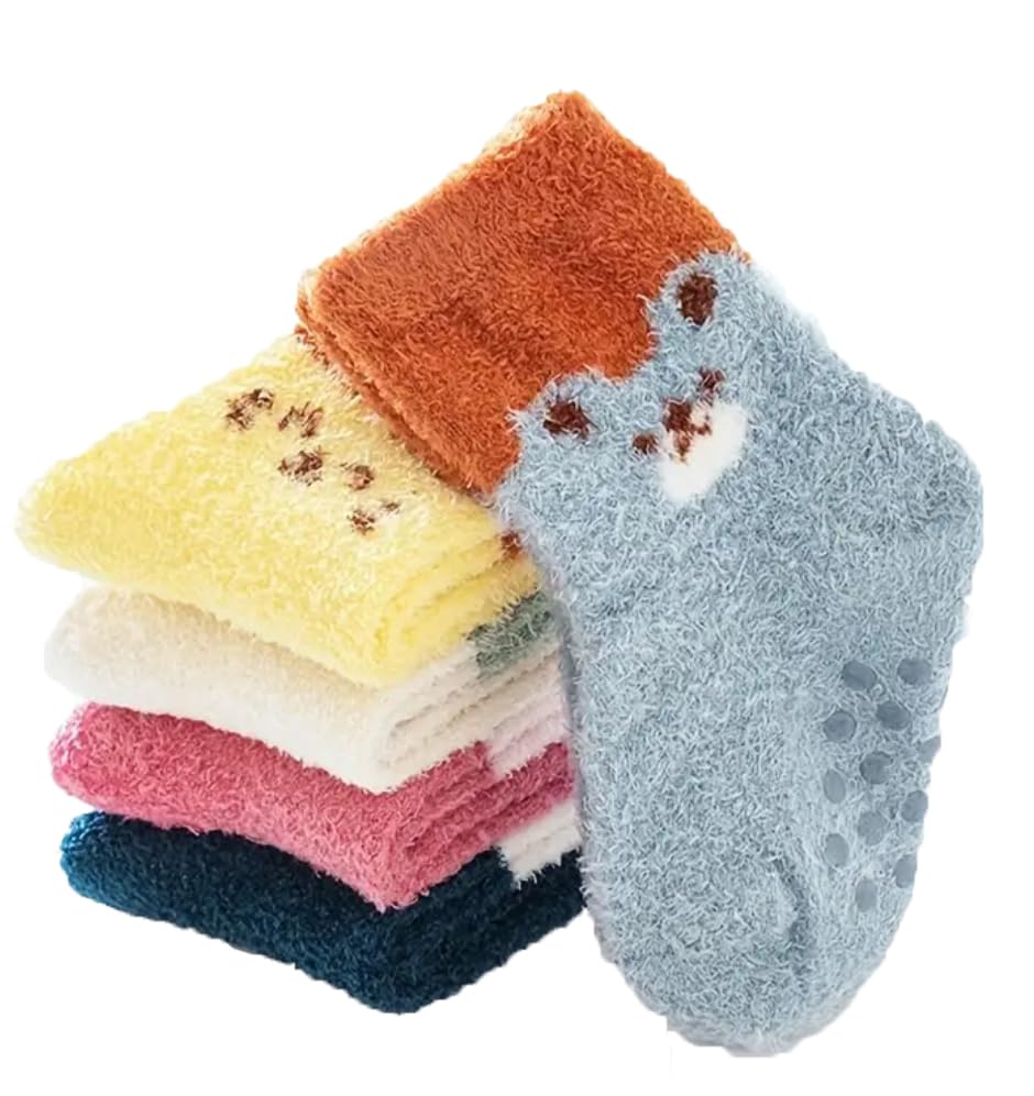 Khillayox Anti-Slip Fuzzy Woolen Socks for Kids Cozy Winter Warm Socks for Boys and Girls– Soft, Slip-Resistant