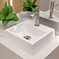 Cuba Pia de Apoio Sobrepor Quadrada 32x30 Banheiro Lavabo Beltempo BT-2002 (Branca)