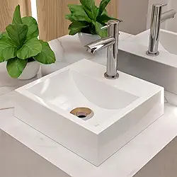 Cuba Pia de Apoio Sobrepor Quadrada 32x30 Banheiro Lavabo Beltempo BT-2002 (Branca)