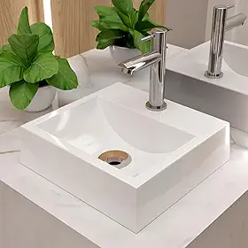 Cuba Pia de Apoio Sobrepor Quadrada 32x30 Banheiro Lavabo Beltempo BT-2002 (Branca)