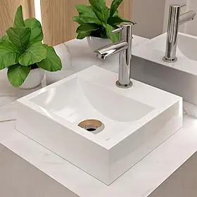 Cuba Pia de Apoio Sobrepor Quadrada 32x30 Banheiro Lavabo Beltempo BT-2002 (Branca)