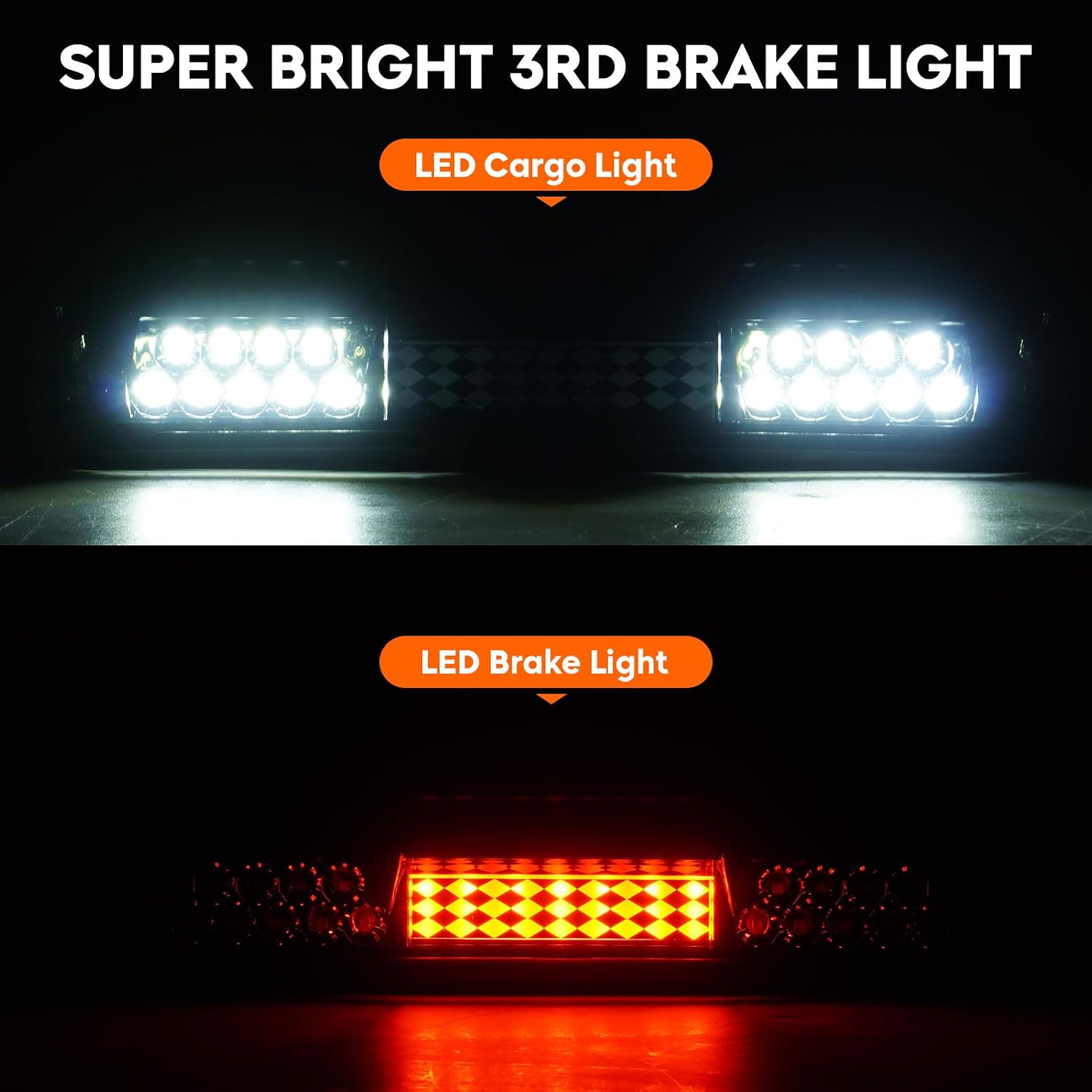 Tresound LED Tail Light + 3rd Third Brake Cargo Lamp for Dodge RAM 1500 2002-2006, for RAM 2500 3500 2003-2006, High Mount Stop Light Rear Taillight Assembly, 55077348AF, 55077347AF, CH2801147