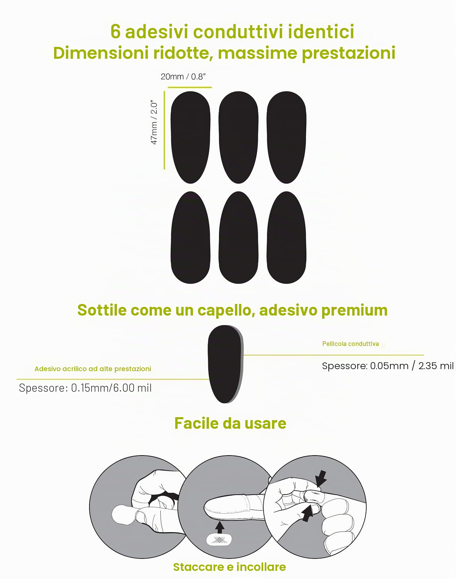 Adesivi touch screen conduttivi ultra sottili per guanti
