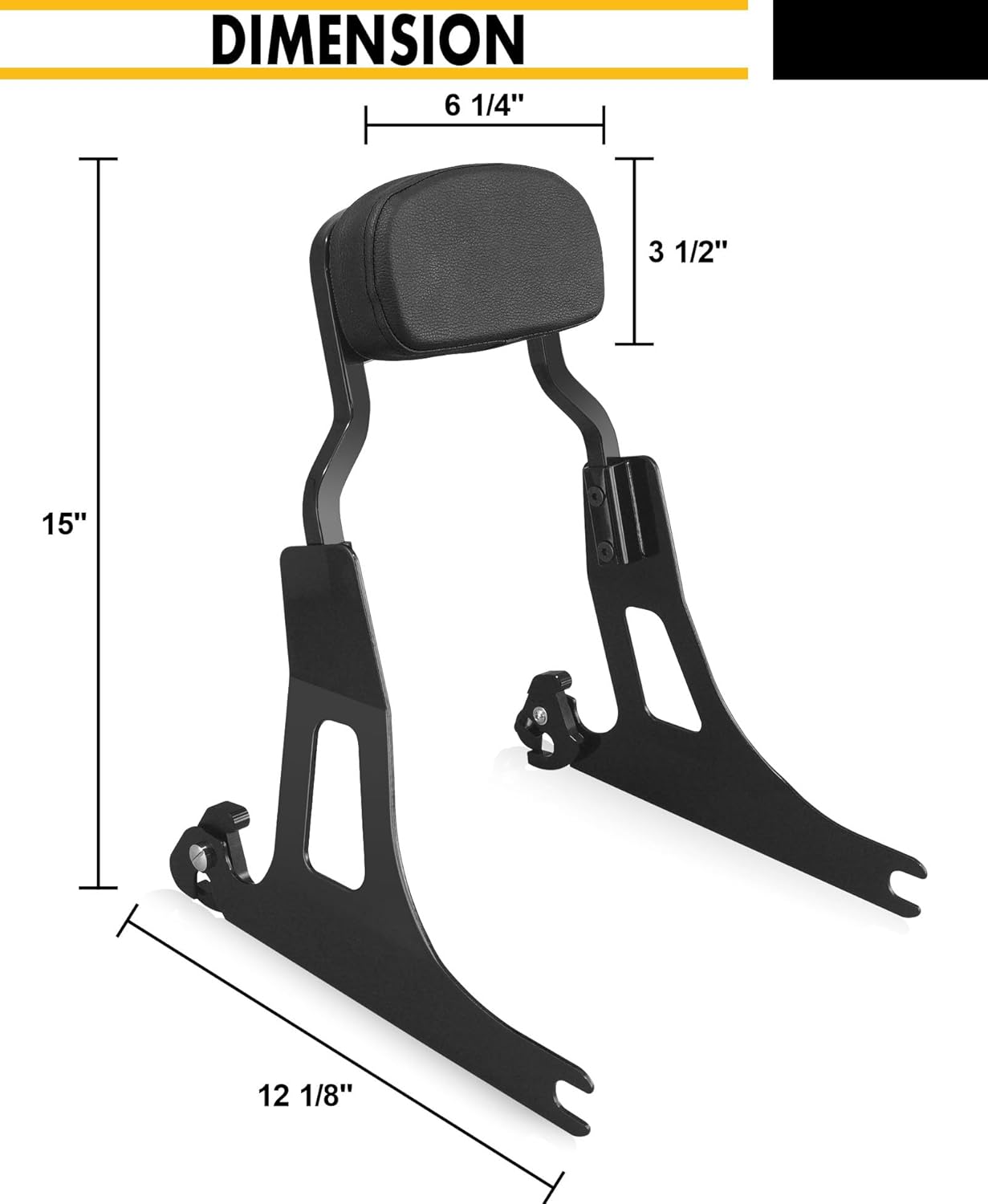 Detachable Backrest Sissy Bar for Harley 06-17 DYNA STREET BOB FXD FXDB FXDL FXDLS, CHOPPED STYLE, Gloss Black Finished